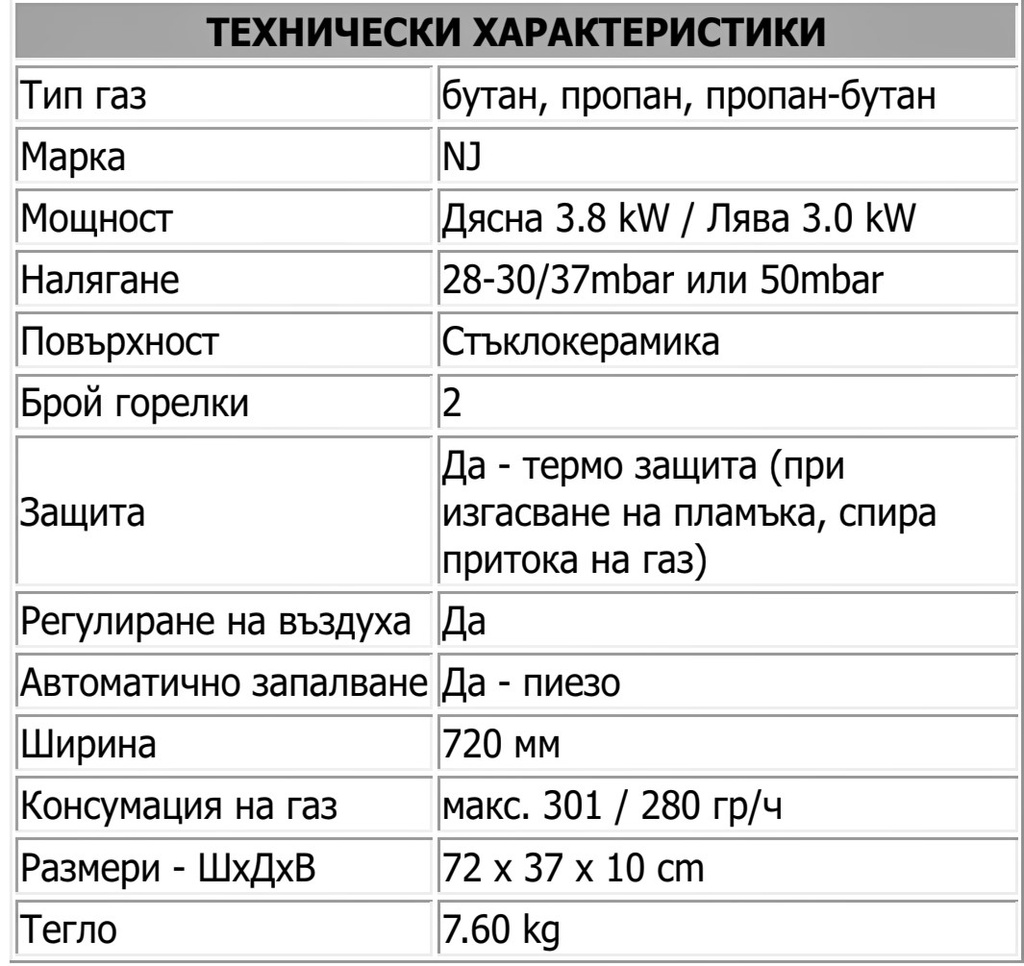 Преносим двоен газов котлон NJ NGB S2 с термо защита