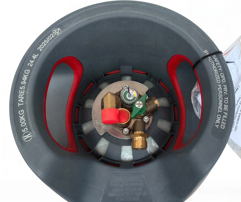 Композитна газова бутилка 24л. за каравана с мултиклапан и 80% отсекател